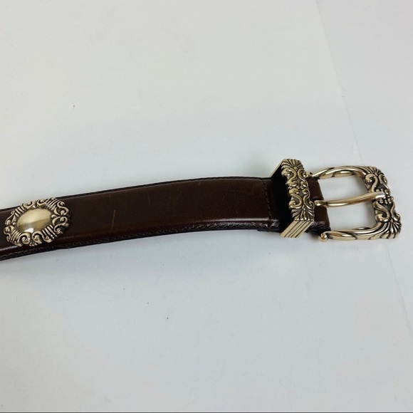 Fossil Brown Leather Belt w/Silver Details Size M - Picture 6 of 12